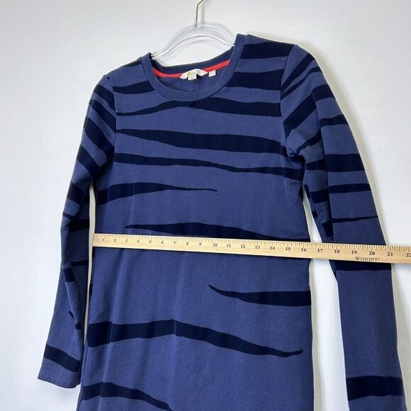 Boden Sweatshirt Dress Womens Size 4 Blue Velvet Burnout Zebra Stripe - Picture 6 of 10